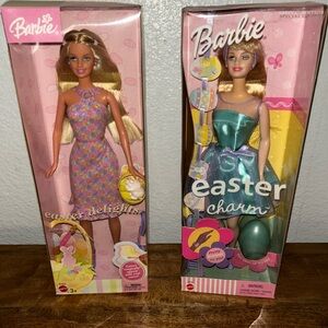 Vintage 2001-2003 Barbie Easter Delights & Easter Charm Doll Set - Pink & Teal